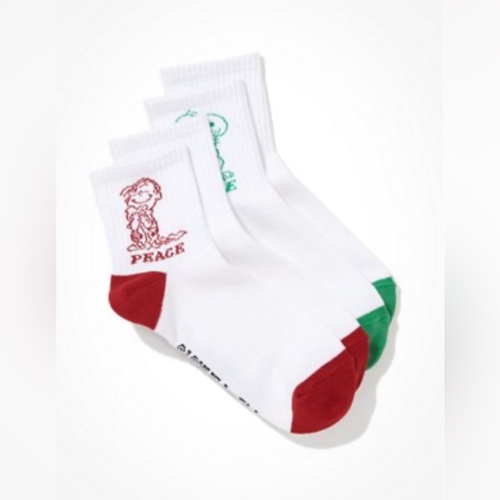 American Eagle x Peanuts Snoopy Linus crew socks 2 pack white one size (Women’s)
